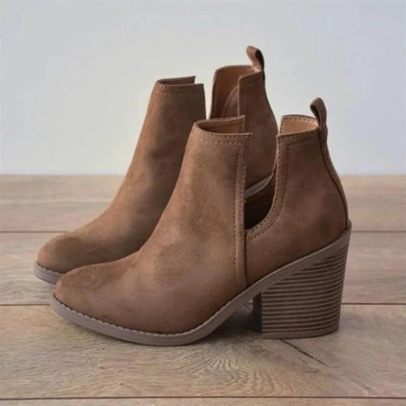 LOOZYKIT Slip-on Women Ankle Boots Casual Platform Shoes New Fashion Woman Mid Heels Western Slip On Winter | Обувь