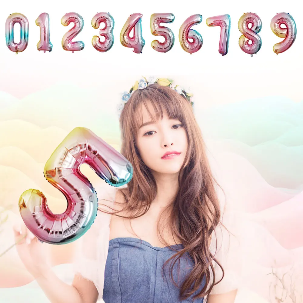 32 дюймовые воздушные шары с цифрой фольга 0 9 цифр возраст любовь гелиевые Свадьба