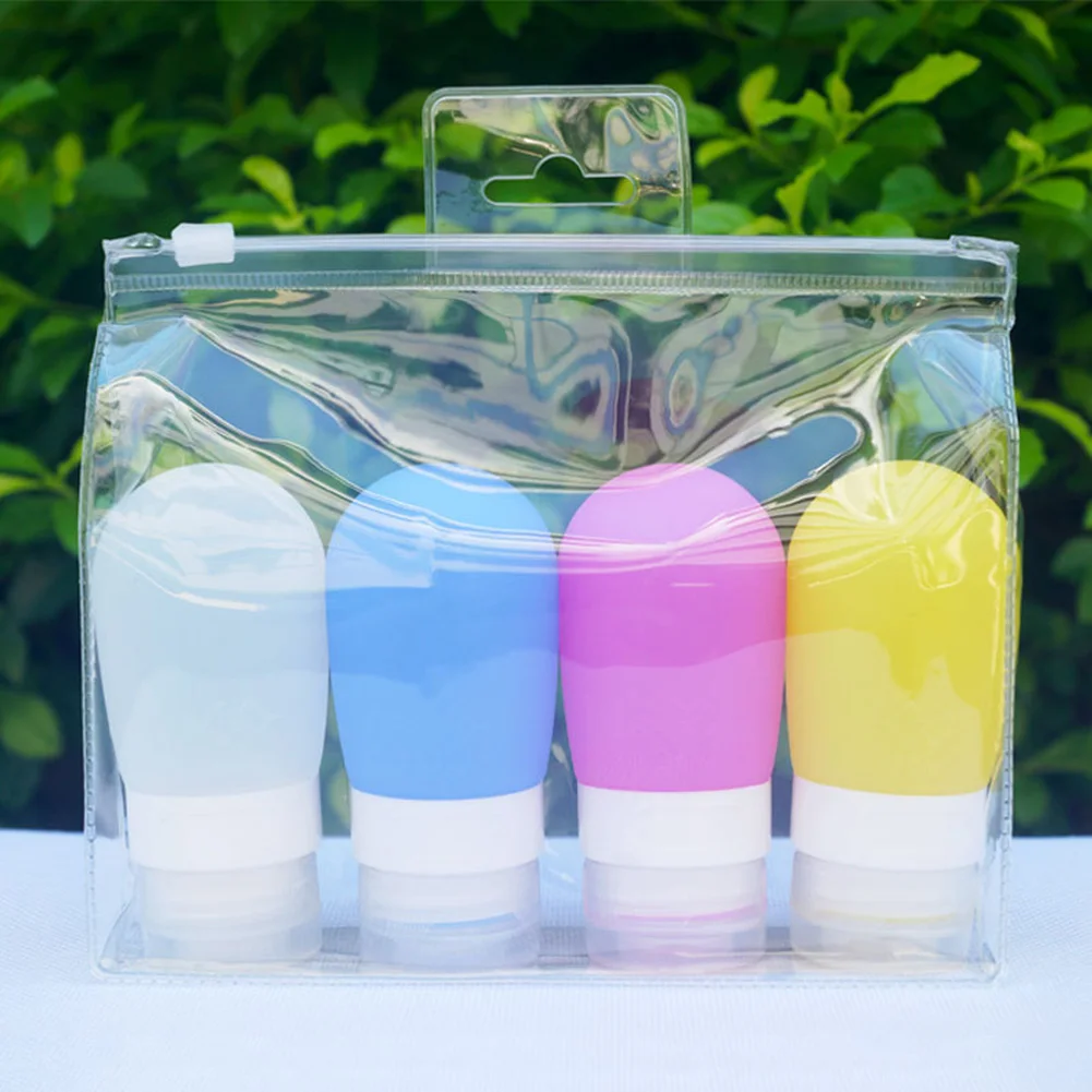 

4Pcs Soft Silicone Travel Bottles Refillable Bottle Lotion Cream Makeup Storage Dispensers Holders Press Squeeze Bottle