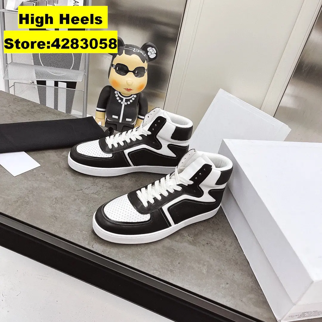 

Женские кроссовки из натуральной кожи, черные повседневные Дизайнерские кроссовки на толстой подошве, со шнуровкой