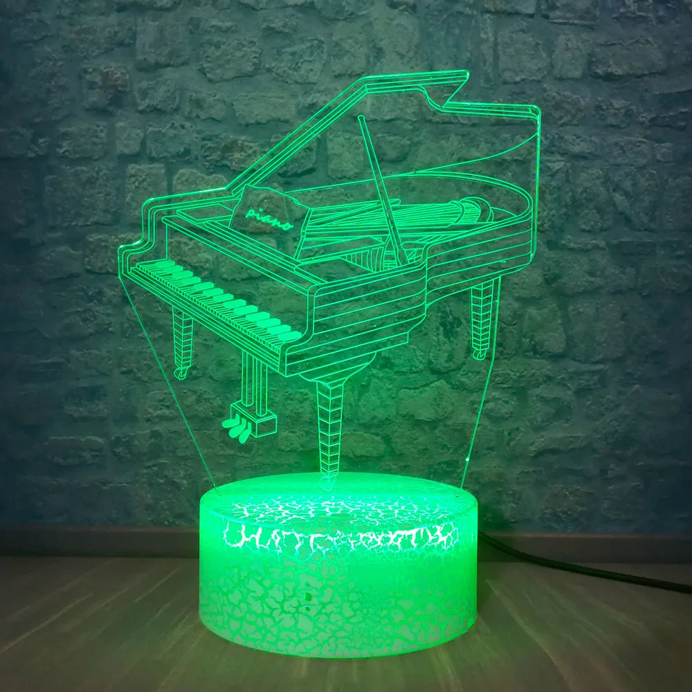 Фортепиано 3D Оптическая иллюзия ночные светильники 7 цветов Изменение Смарт