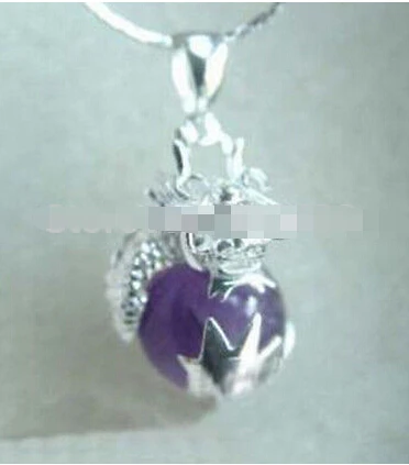 + 829 5 шт Дракон объемный фиолетовый шар из нефрита Серебряный женский кулон