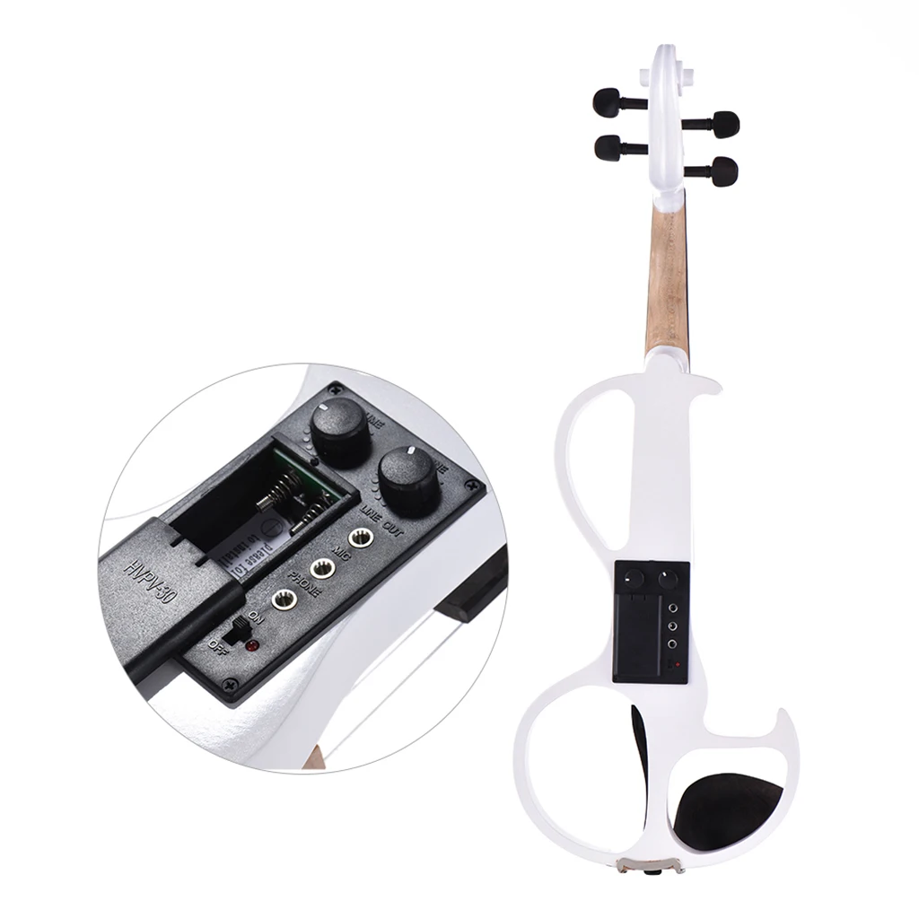 NAOMI 4/4 Full Size Electric Violin Fiddle Set Soidwood Body Ebony Fittings W/ Brazilwood+Rosin+Audio Cable+Canvas Case enlarge