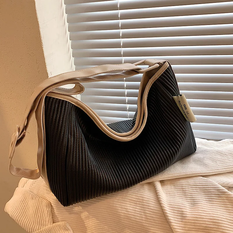 

Роскошная женская сумка через плечо, вместительные кожаные сумки-ведра, Модные Полосатые мягкие сумки через плечо из искусственной кожи, оф...