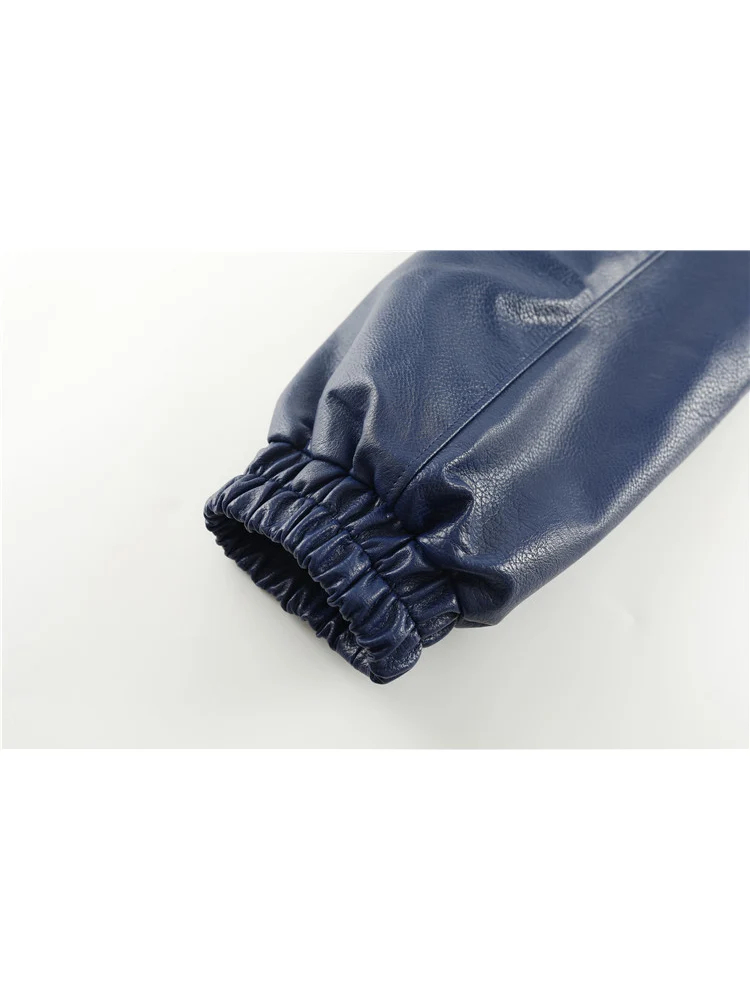 2021 Women Leather Jacket Zippers Loose Winter Vintage Trendy Korean Style Locomotive Lapel Female Chic PU Short Fur Tide | Женская