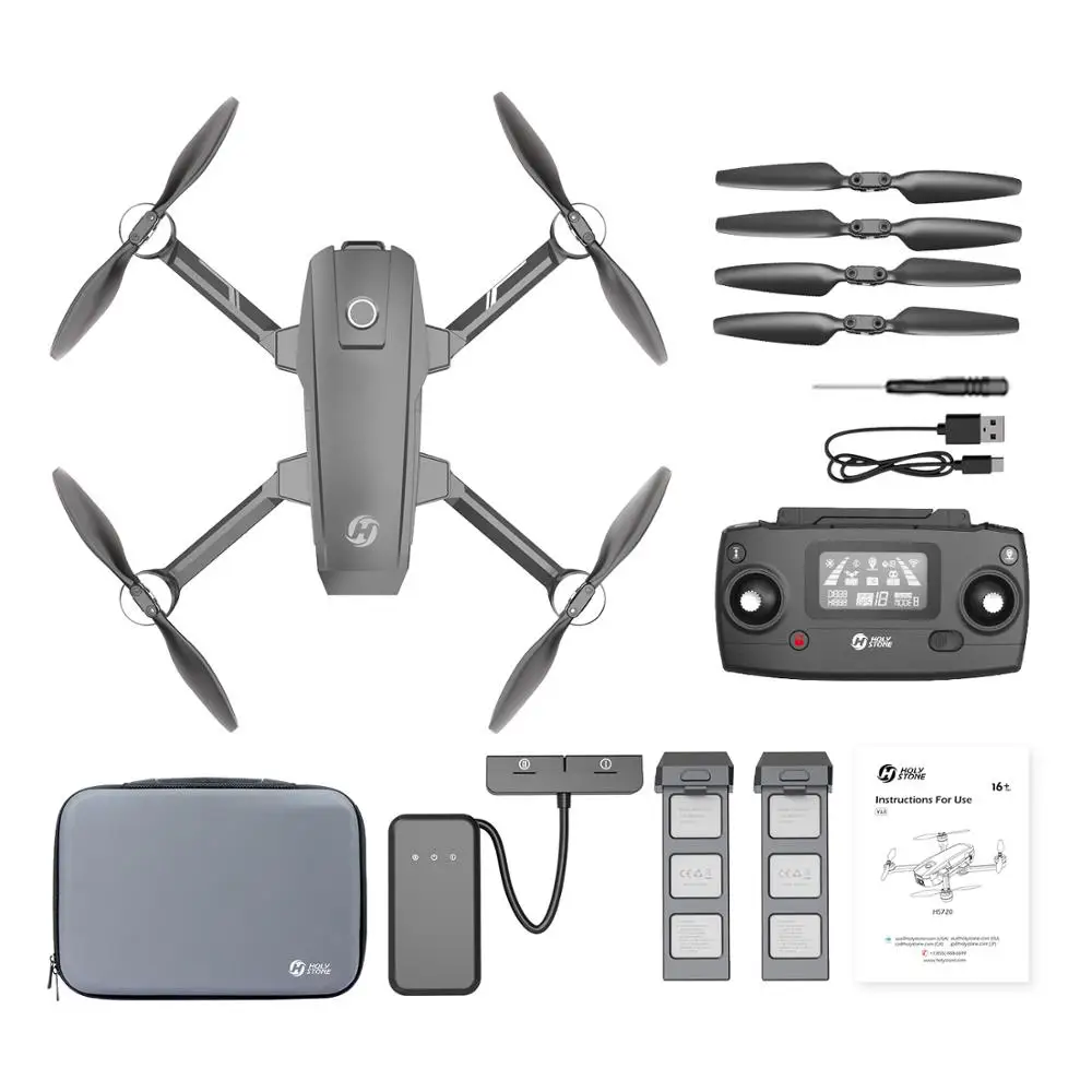 Holy Stone-Dron con estabilizaci&oacute;n de imagen el&eacute;ctrica, cuadric&oacute;ptero con GPS, 5G, FPV, Motor sin escobillas, 4K, UHD, HS720E(HS105) EIS-5