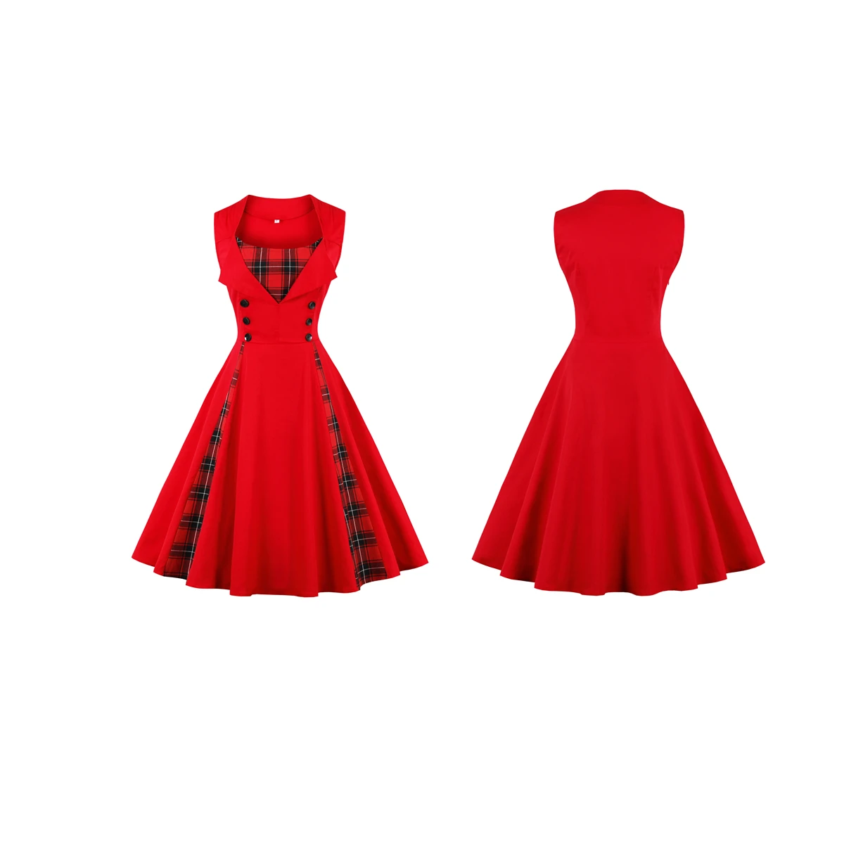 Женское элегантное винтажное платье для вечеринки без рукавов в красно-черную