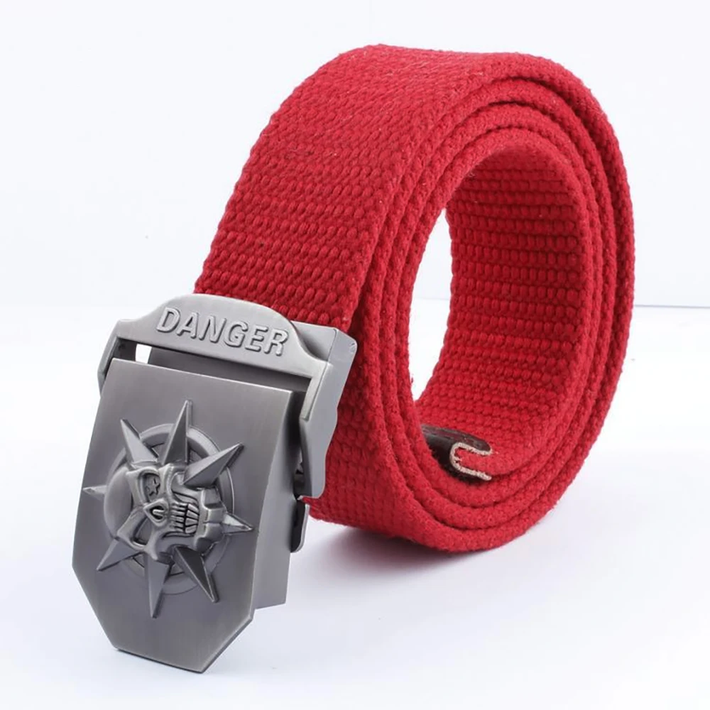 

UMBRELLA Official Authentic Outdoor Canvas Belt 3D Realistic Skull High Quality Alloy Belt Buckle Men's Belt Women's belt