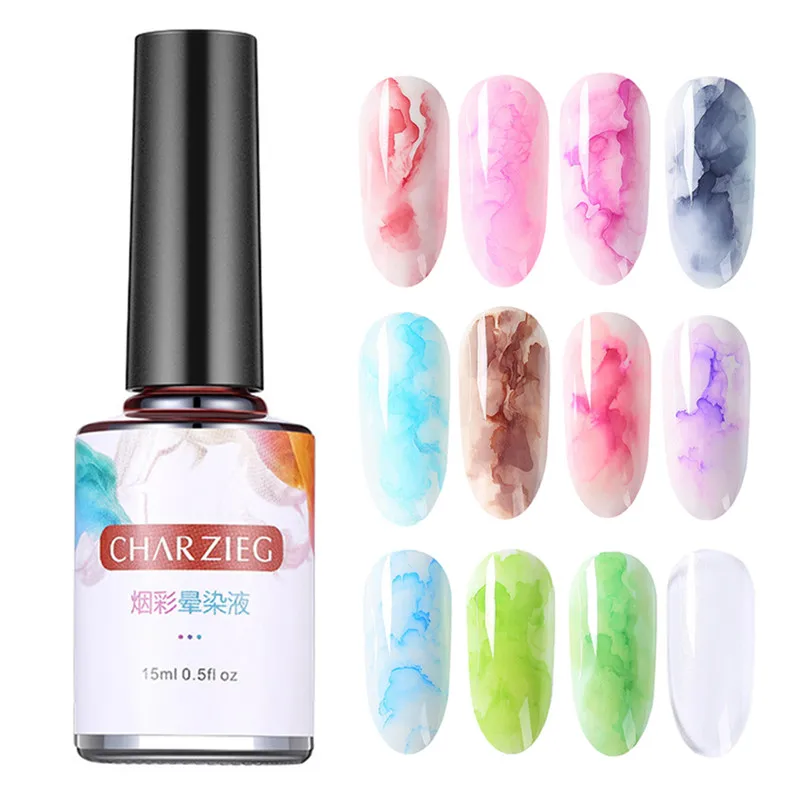 15 мл акварельные чернила лак для ногтей набор Цветущий гель эффект дыма