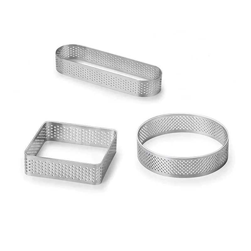 

3 Pcs Tart Rings Kitchen Perforated Stainless Steel Baking Tool Mousse Mould Cake Mold for Dessert Shop Home Cafe