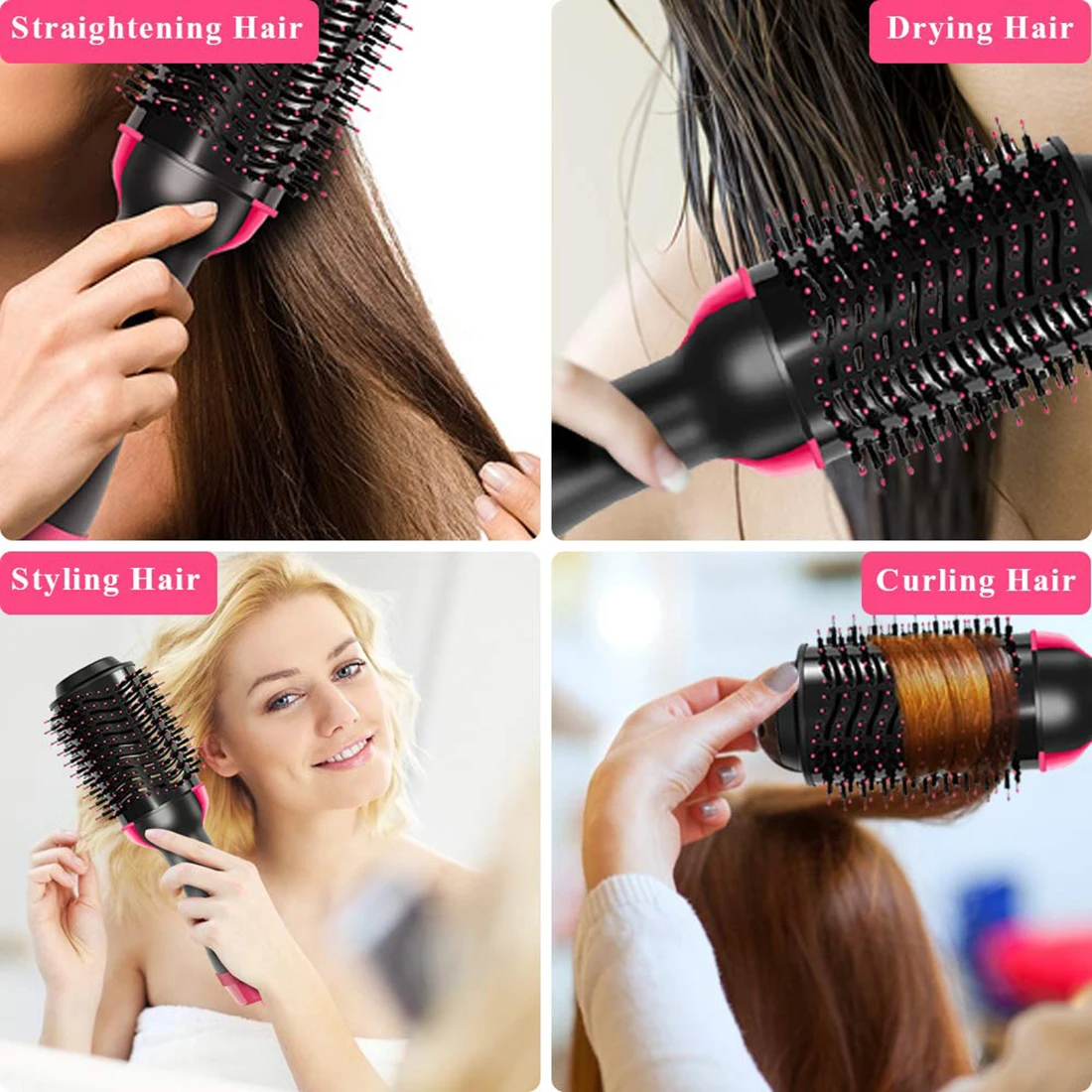 

Hair Dryer Brush 5 In 1 Professional Hairdryer Curling Iron Blow Dryer With Nozzles Automatic Hair Curler Tools Hot Air Brush