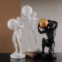 nordic carry ball abstract figure statue resin crafts bodybuilding art sculpture hercules figurines home office decoration r4099