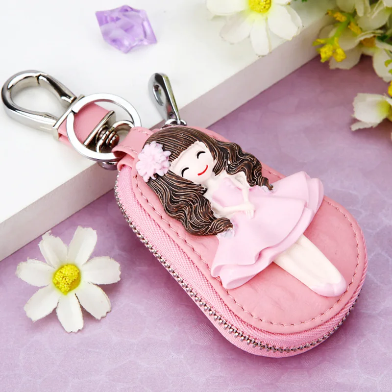 Милый мультяшный брелок Hello Kitty, модный кожаный кошелек на молнии, брелок для женщин и девочек, брелок для ключей, автомобильный Шарм, ювелирное изделие, подарок