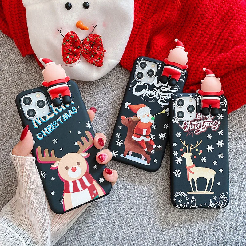 Милый мягкий чехол для телефона с 3D куклой мультяшным рождественским Санта