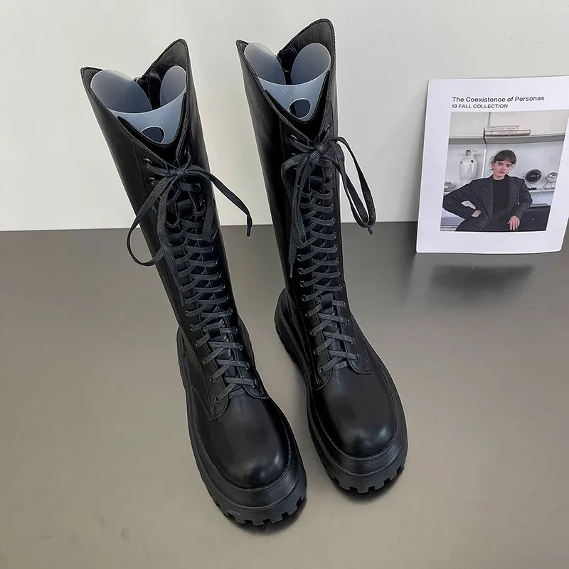

Women Boots Autumn Long Platform Shoe Female Lace Up Fashion Ladies Winter Punk Footwear Ytmtloy Botines De Mujer Knee High