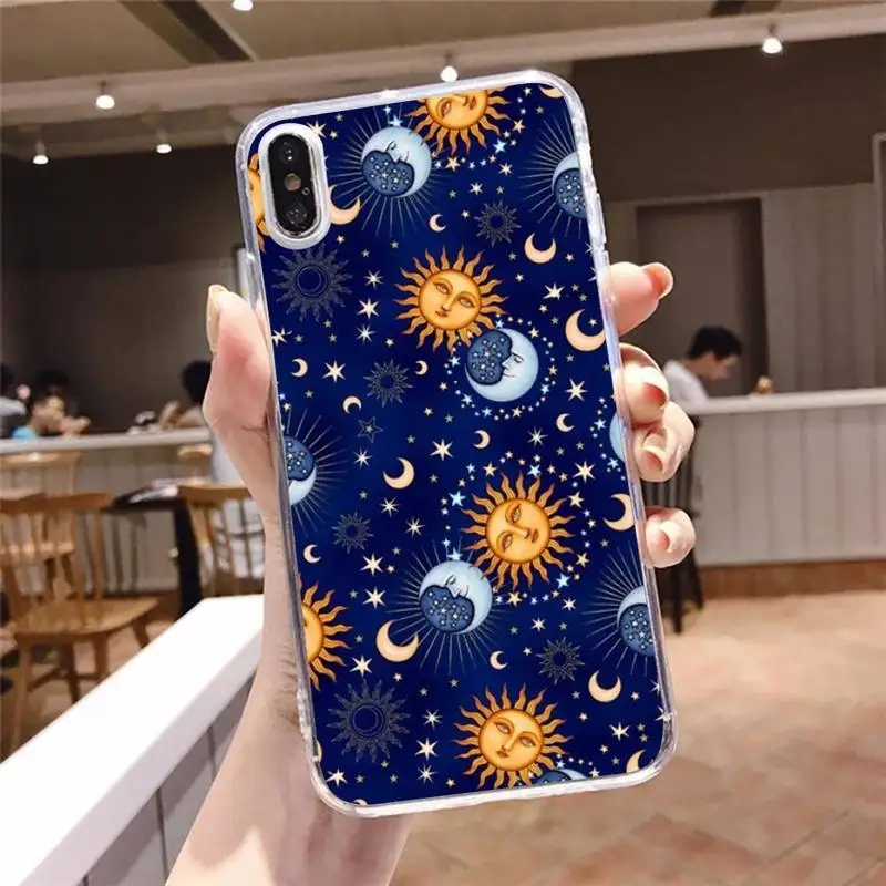 

Sun moon stars Phone Case Transparent soft For iphone 5 5s 5c se 6 6s 7 8 11 12 plus mini x xs xr pro max