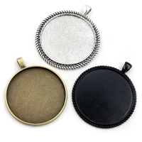 5pcslot 40mm inner size antique bronze and silver plated black colors plated fashion style cabochon base setting charms pendant