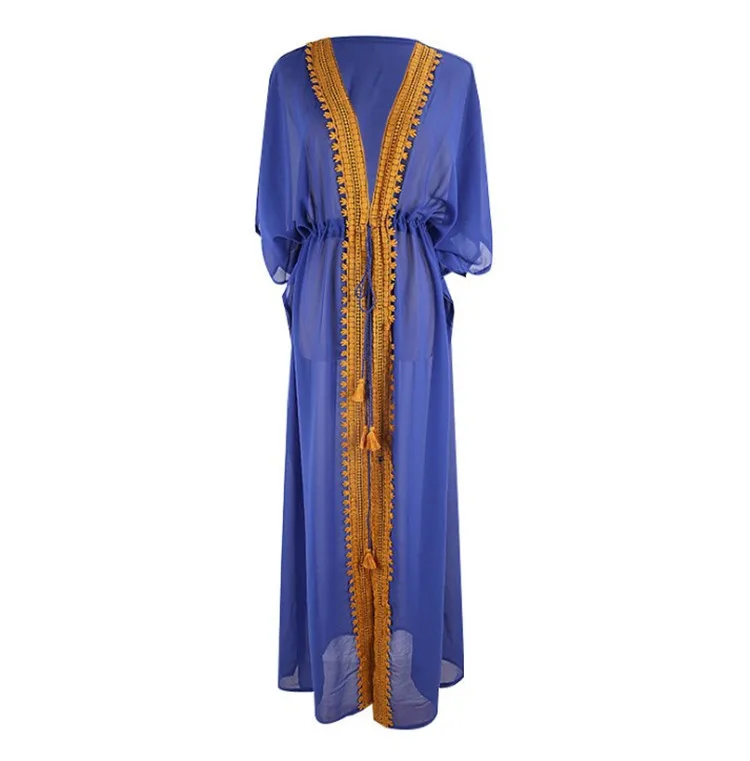 Женское Бандажное платье BOHOFREE темно-синее свободное пляжное бикини однотонная