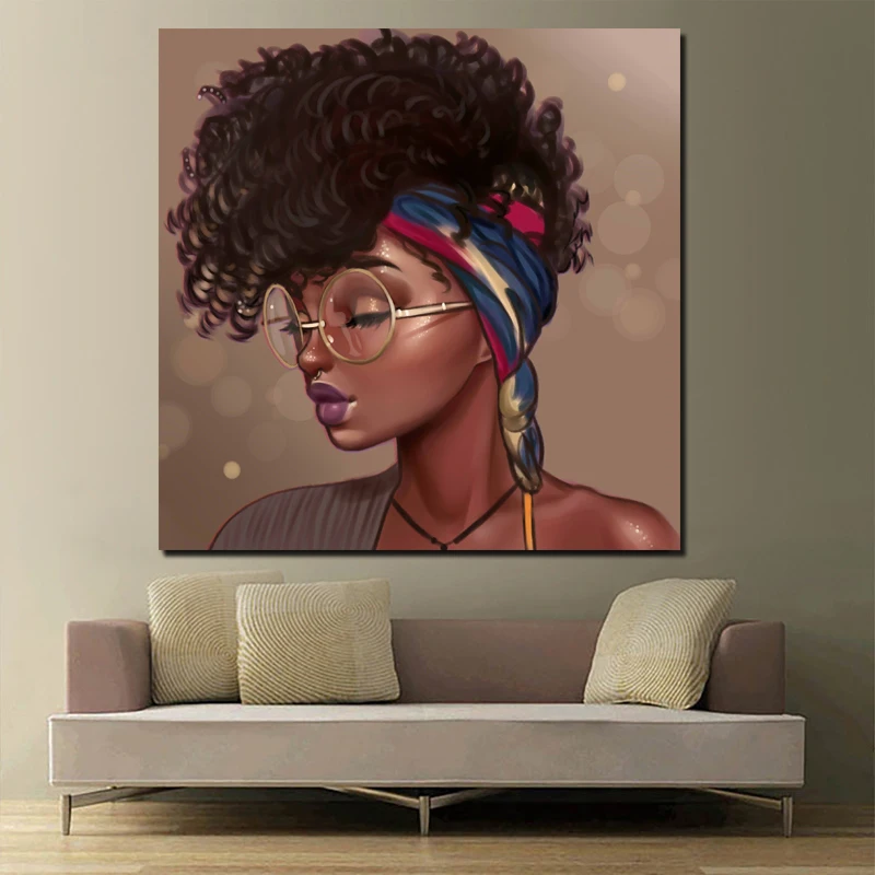 

Nordic Poster Black Girl Canvas Painting Print Living Room Home Decoration Modern Wall Art Oil Painting Posters Pictures Artwork