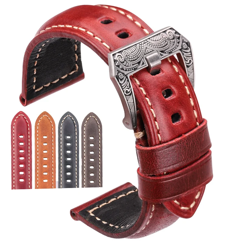 Cowhide Watch Strap Bracelet 20mm 22mm 24mm 26mm 4color Women Men Genuine Leather Watchbands Clock Accessories
