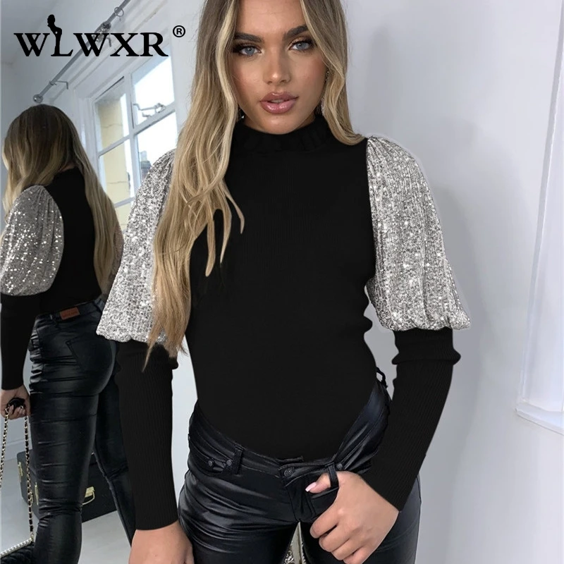 WLWXR ребристый вязаный свитер с высоким воротом Женский пуловер Рождественский