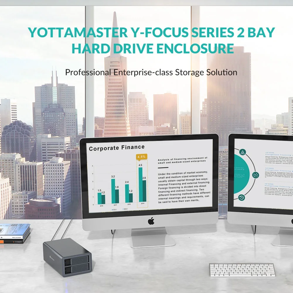 Корпус внешнего жесткого диска Yottamaster 2 Bay 5 дюйма 3 USB3.0 32 ТБ с RAID для расширения NAS HDD