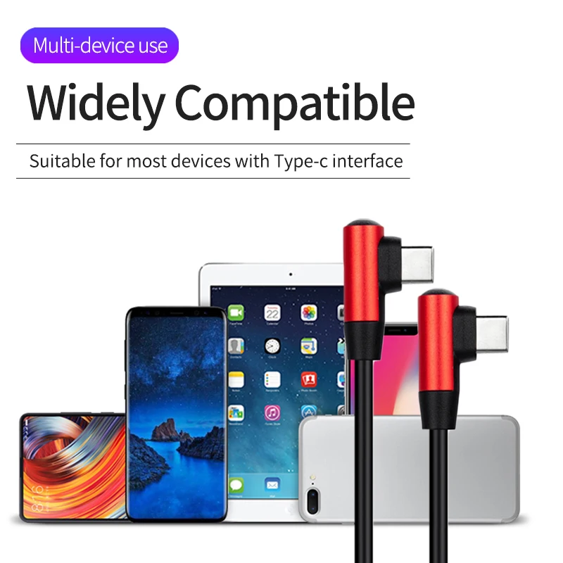 90 Degree Right Angle Type-c Wire Type c to Male Interface Double type-c Cables For Mobile Phone Tablet Laptop | Мобильные телефоны