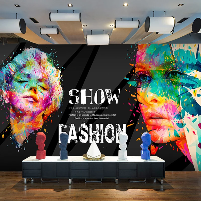 Hand painted watercolor wallpaper personalized graffiti 3D cosmetics TV background wall mural fashion beauty salon | Обустройство