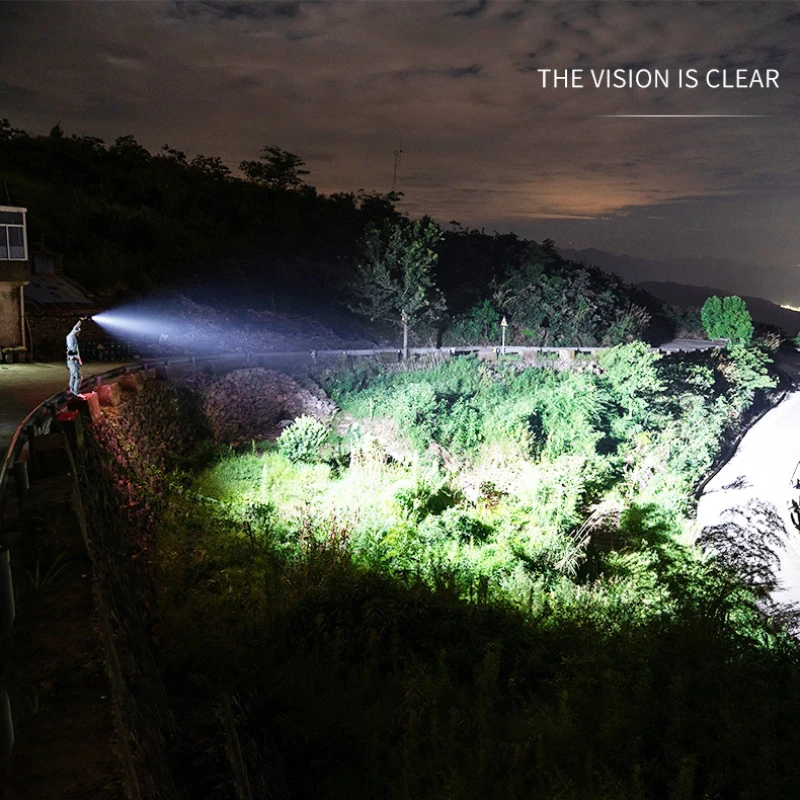 

1pc New XHP70 Powerful Flashlight Portable Strong Outdoor Searchlight USB Zoomable Waterproof Tactical Torch With Strap Bag