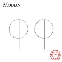 modian minimalist simple circle silver drop earrings real 925 sterling silver line fashion dangle ear for women party jewelry