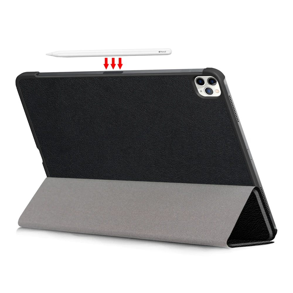 For iPad Pro 11 Inch 2020 Case With Pencil Holder Smart PU Leather Trifold Stand + PC Hard Back Cover | Компьютеры и офис