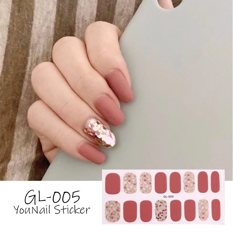 Новинка 16 наклеек однотонные блестящие наклейки для ногтей яркие дизайна