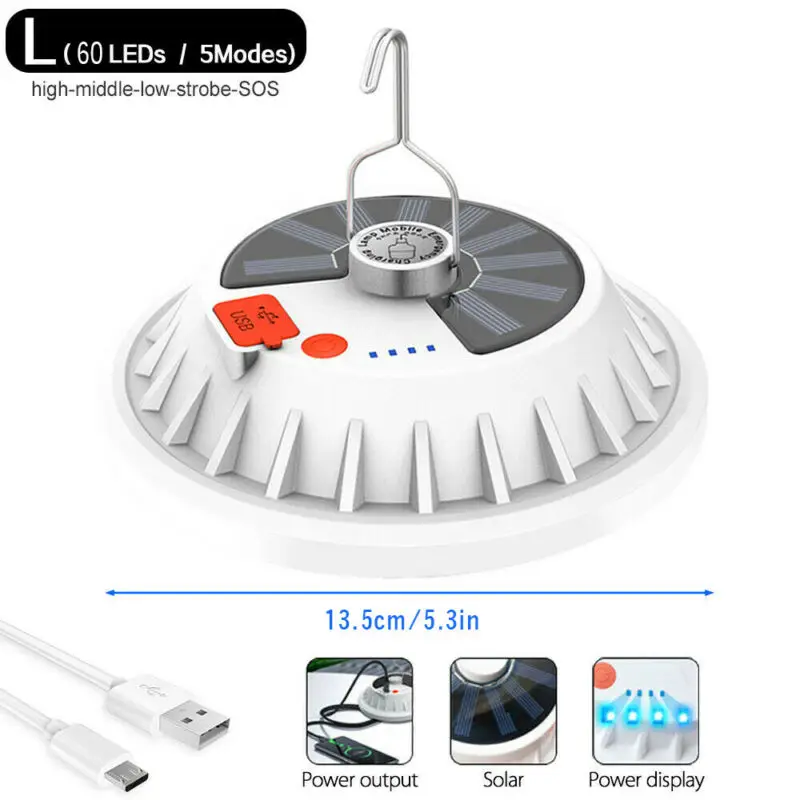 

USB LED Rechargeable Outdoor Camping Tent Light Lantern Hiking Ultra Bright Lamp