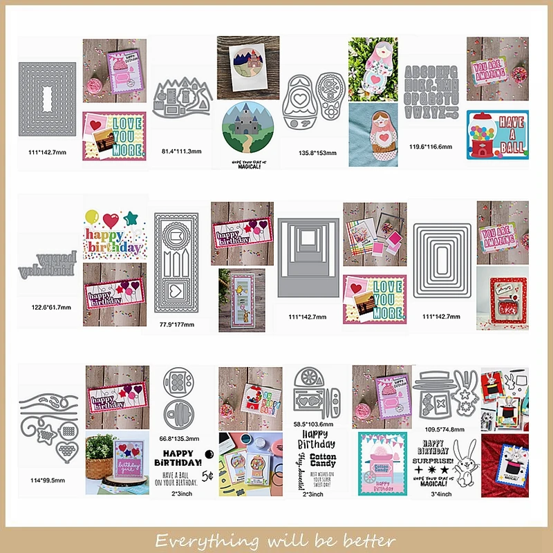 

Metal Cutting Dies Mix Square Frame Banner Sart Rabbit Tumbler Letter Words Clear Silicone Stamps Diy Make Cards Scrapbook Craf