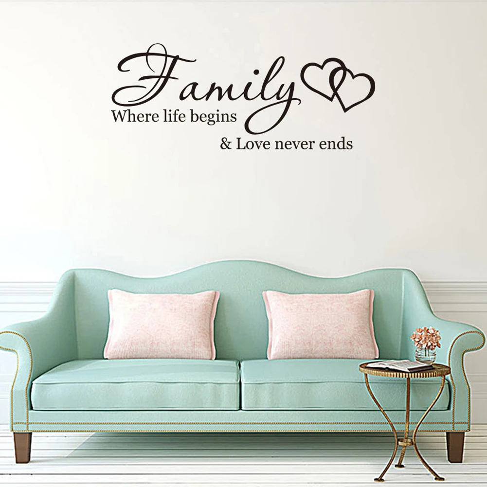 Easy Apply DIY Removable Modern Art Living Room Adhesive Home Family Letter Flat Black Window Mural Bedroom Decor | Дом и сад