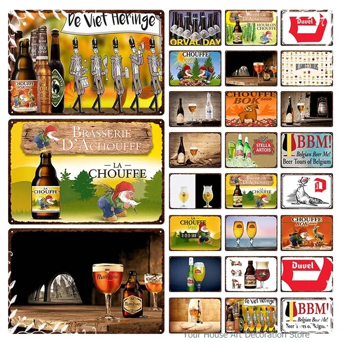 

Chouffe Orval Day Tin Signs Estrella Damm Beer Plaque Coffee Fitness Wall Art Iron Painting Pub Plaque Funny Metal Poster Clu