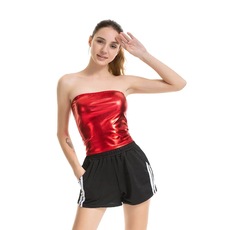

Women's Sexy Slim Fit Bra Performance Dress Metal Bright Color Party Top