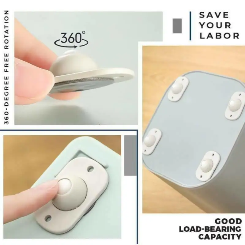 

Paste Type Universal Pulley 4Pcs Adhesive Pulley Storage Box Pulley Can Self-adhesive Pulley Home No Noise No Scratches Box Whe