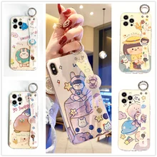 Luxury Gold Foil Silicone Case For iPhone 12 11 Pro Xs Max Mini SE  X XR 6 7 8 Plus Girly Glitter Quicksand Wrist bracket Cover