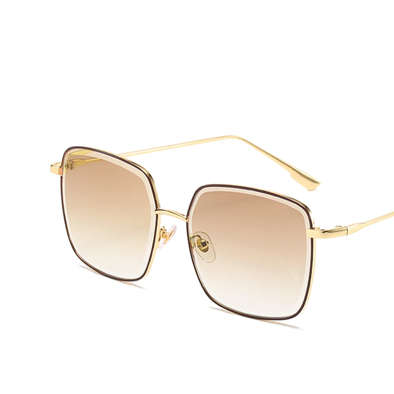 

ZUEE Square Sunglasses Luxury Brand Metal Sunglasses Women Fashion Rhinestone Cutting Gradient Vintage Ladies Trendy Sunglasses