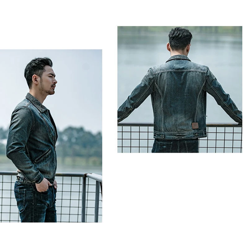 Мужское джинсовое пальто в европейском стиле свободного кроя панк A196 | Мужская