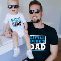 1pc pizzseoon family matching clothes little dude and daddy t shirt baby boy father family look short sleeve summer clothes