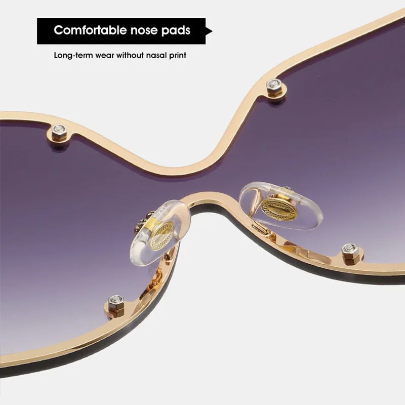 

Luxury Brand Rimless Butterfly Sunglasses Women 2021 New Vintage Oversized Sun Glasses for Female Fashion Shades UV400 oculos