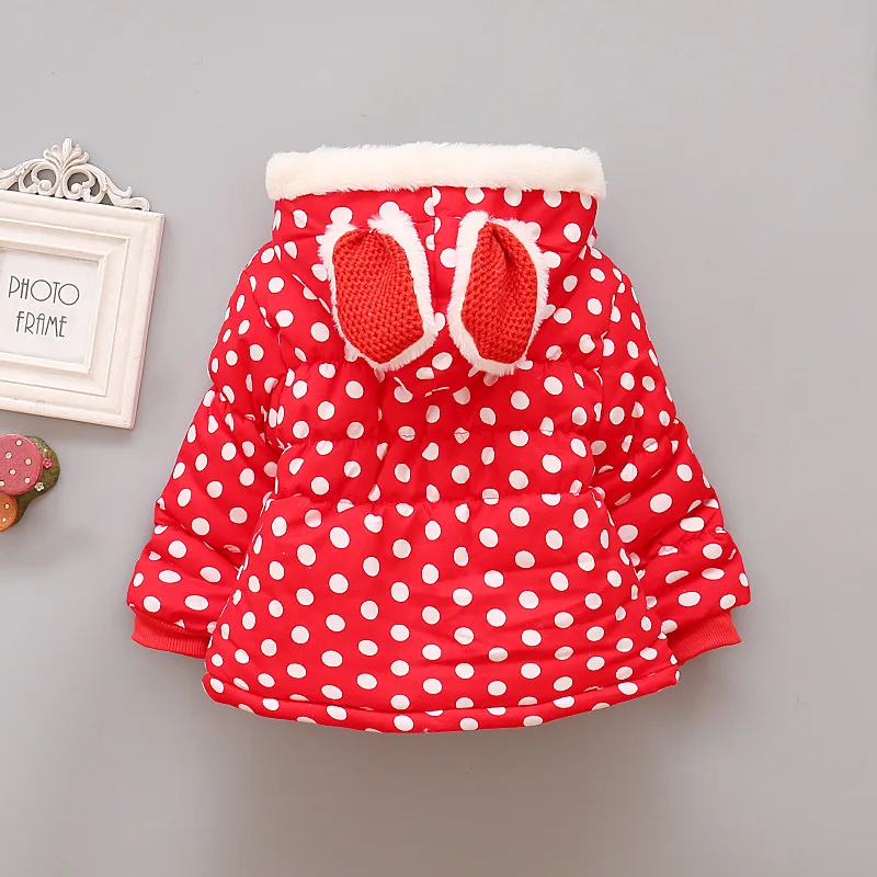 Куртки для девочек детское пальто с заячьими ушками детская зимняя верхняя одежда+ шарф повседневная одежда для маленьких девочек осенне-зимние парки