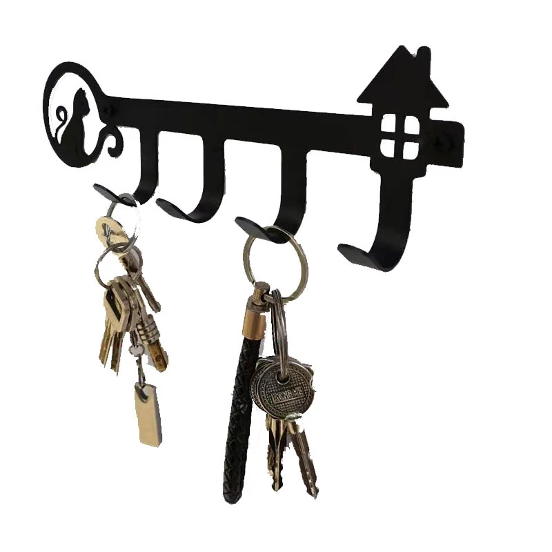 

Black Balcony Metal Wall-mounted Clothes Rack Coat Rack Key Holder Kitchen Organizer Bathroom Rangement Hooks Hangers Storage