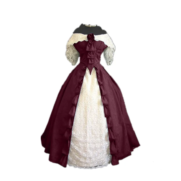 

Middle Ages Court Princess Cosplay Fairy Evening Party Lace Dresses for Women Medieval Costume Halloween Carnival Fancy Clothing