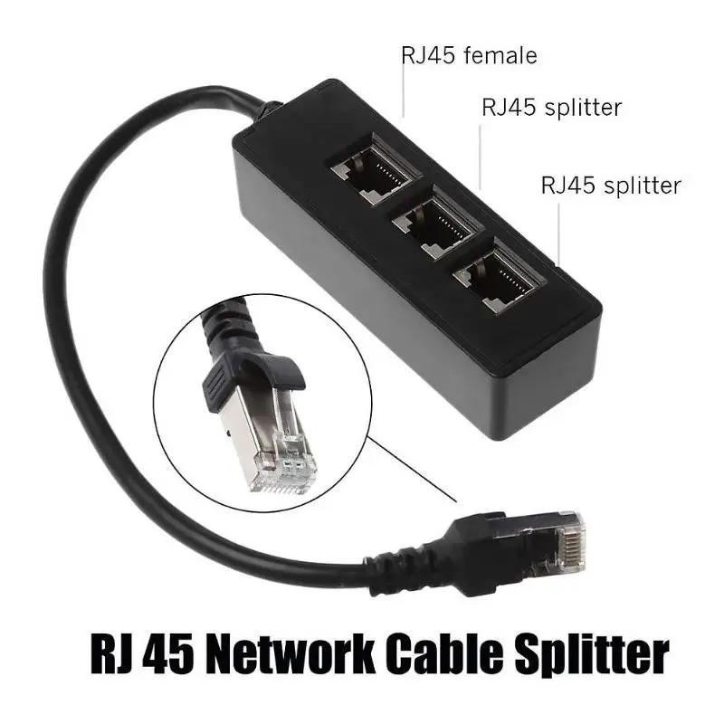 

Разветвитель Кабеля Ethernet RJ45 со штекером на 3 гнезда, переходник-соединитель для CAT 5 / CAT 6, разветвитель, адаптер-кабель для ПК