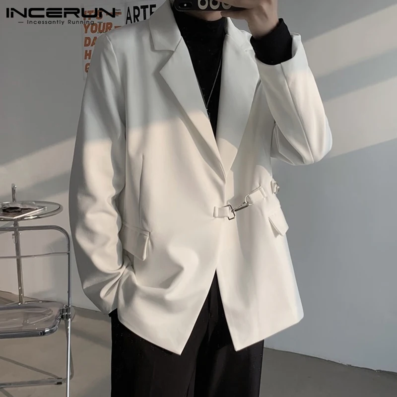 

Мужской однотонный блейзер с отложным воротником и длинным рукавом