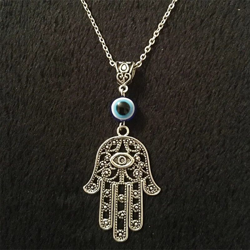 

Hamsa Hand Necklace 18 Inch Hand of Fatima Spiritual Yoga Buddha Evil Eye Pendant Witch Jewelry Women Gift Necklaces Jewelry