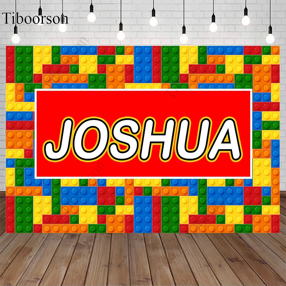 

Custom Building Blocks Emmet Colorful Kids Birthday Photography Backgrounds Computer Print Party Photo Backdrop Decorations